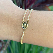 Pulseira Terço Cristal – Fé e Elegância em Cada Detalhe