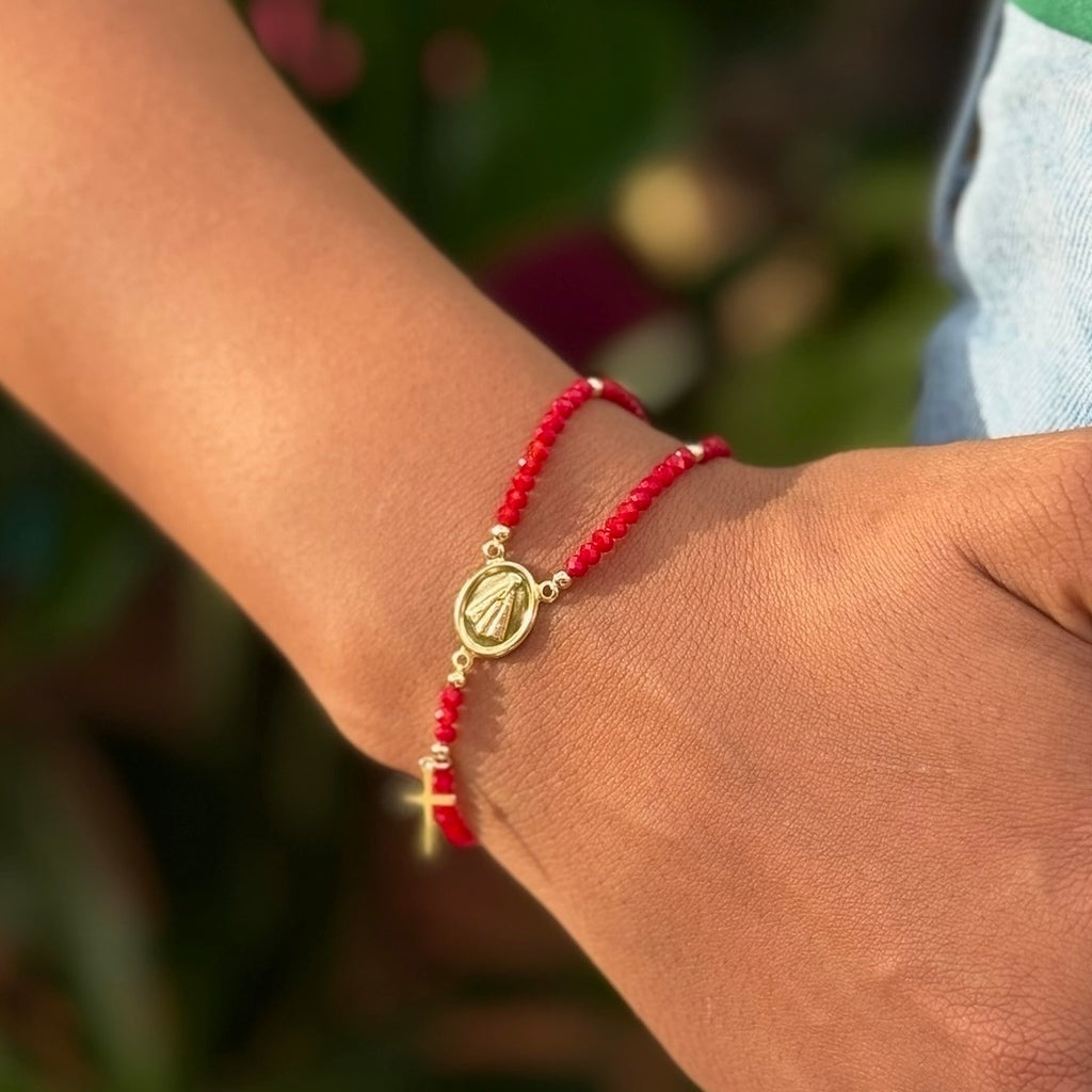 Pulseira Terço Cristal – Fé e Elegância em Cada Detalhe