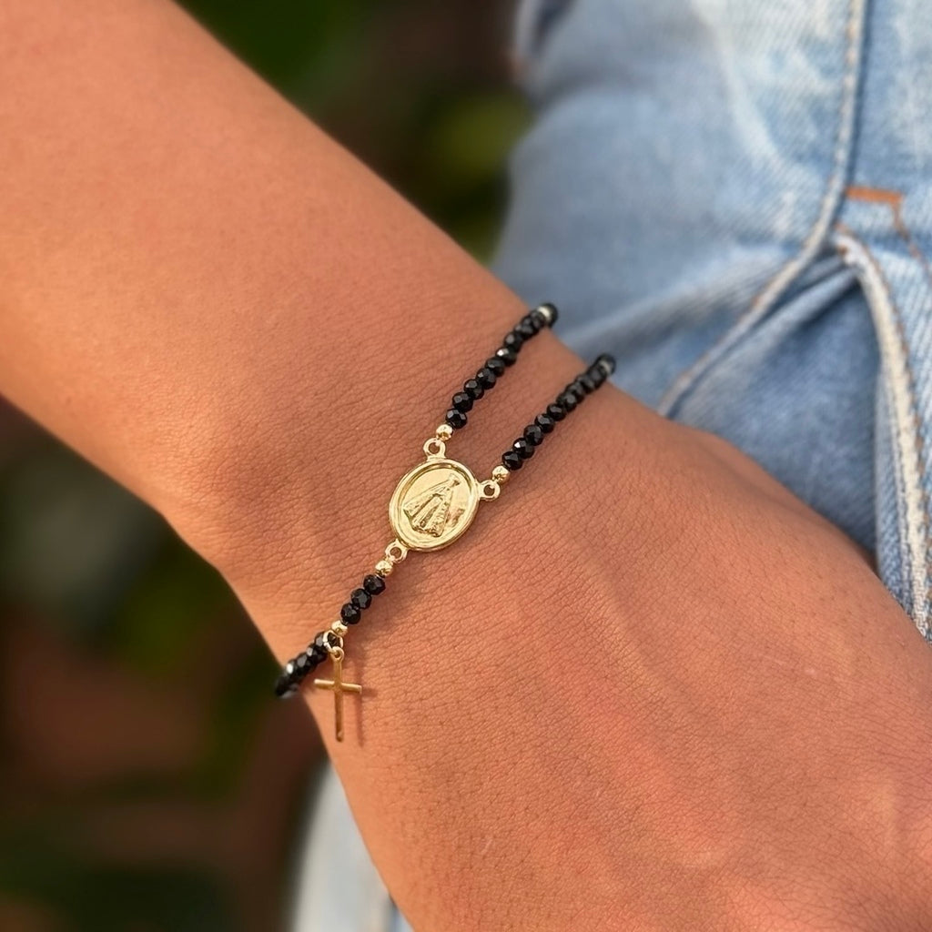 Pulseira Terço Cristal – Fé e Elegância em Cada Detalhe